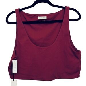 154 | NWT Babaton by‎ Aritzia Contour Scoopneck Tank Burgundy Stretch Women 2XL